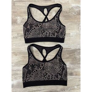 NUX Stretch Snakeskin Racerback Sports Bra Size S Lot of 2